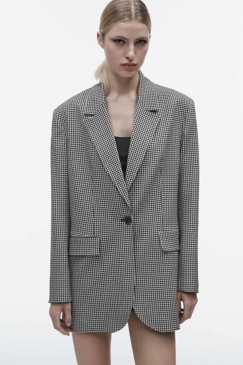 Zara oversized check blazer Clearance