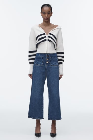 Image 0 of Z1975 WIDE-LEG CROPPED JEANS from Zara