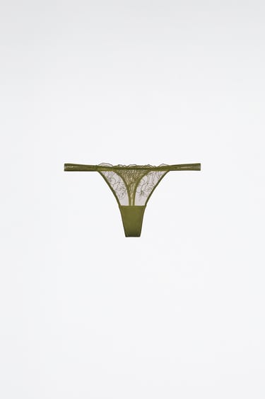 Image 0 of EMBROIDERED MESH THONG from Zara