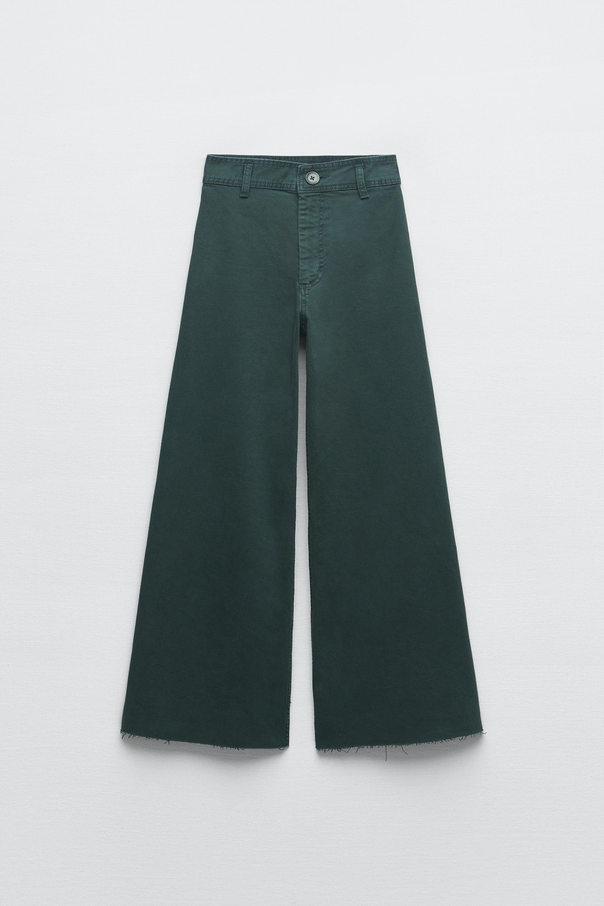 Green wide leg jeans zara Clearance