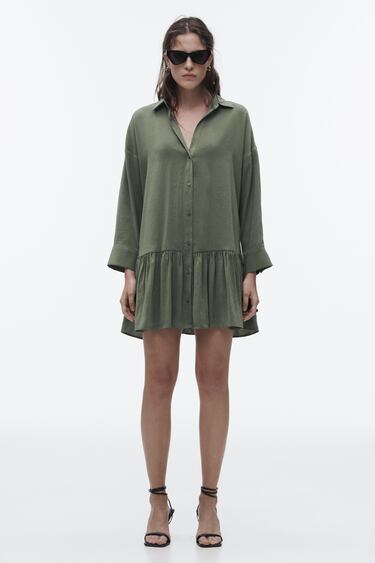Image 0 of MINI DRESS WITH RUFFLED HEM from Zara