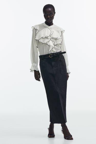 Image 0 of SEMI-SHEER BLOUSE WITH RUFFLES from Zara
