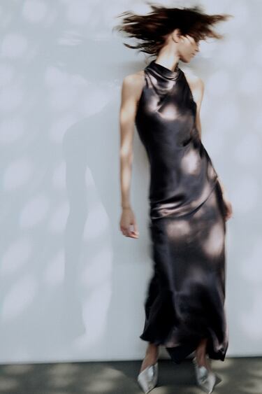 Image 0 of SATIN-FINISH DRESS WITH DRAPED DETAIL from Zara