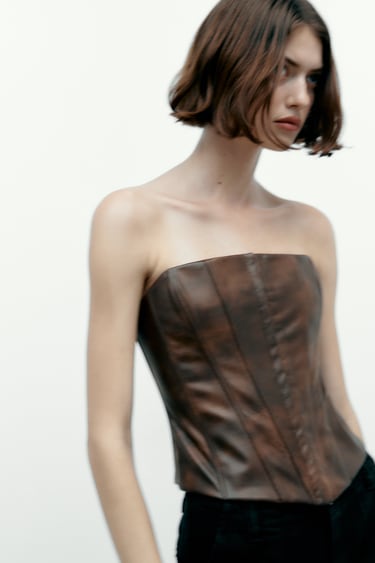 Image 0 of FAUX LEATHER CORSET TOP from Zara