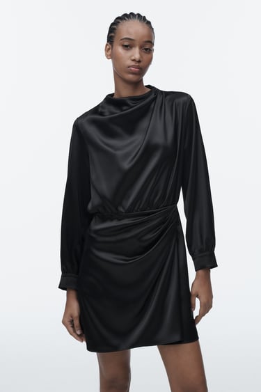 Image 0 of SHORT SATIN DRESS from Zara