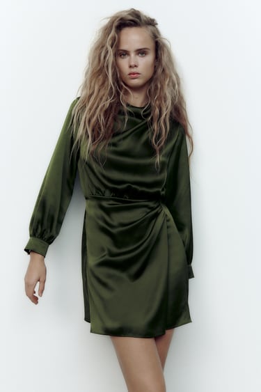 Image 0 of PLEATED SATIN EFFECT MINI DRESS from Zara