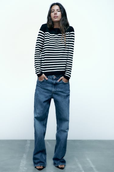 Image 0 of BASIC STRIPED KNIT SWEATER from Zara