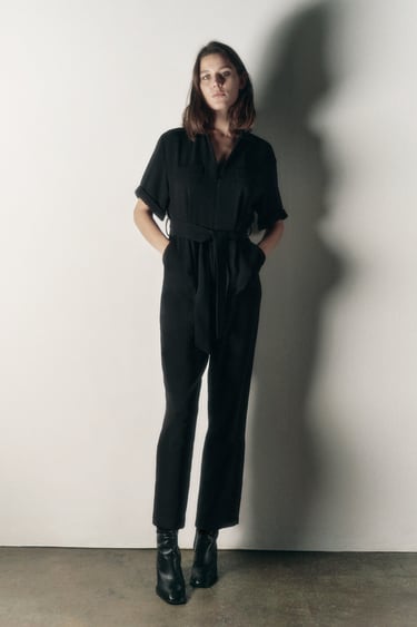 Image 0 of BELTED ZIPPERED JUMPSUIT from Zara