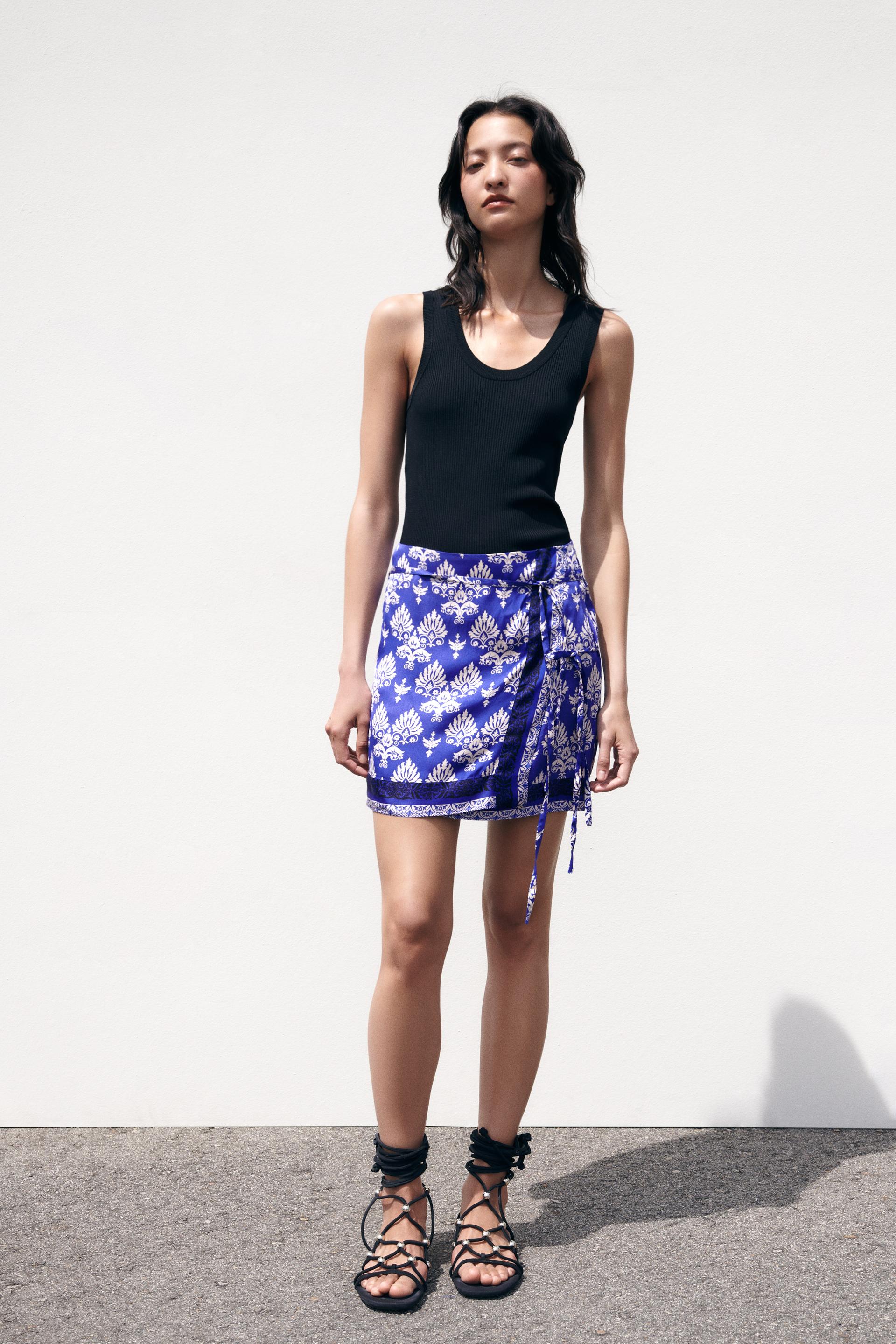 Falda Pareo Abalorios Zara Zara Falda Pareo Estampada