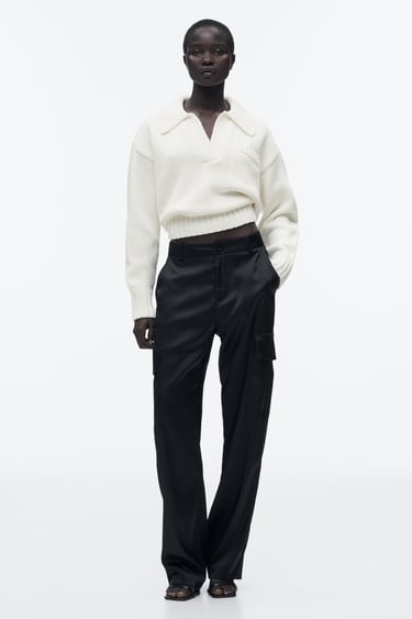 Image 0 of SATIN CARGO TROUSERS from Zara