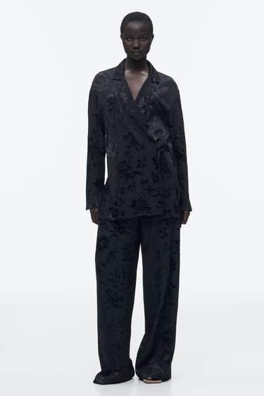 Image 0 of FLOWING JACQUARD TROUSERS from Zara