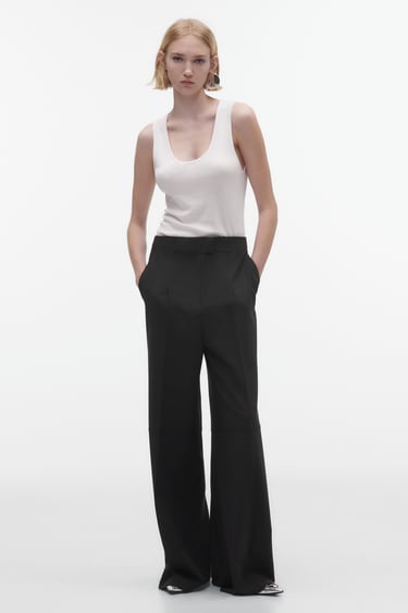 Image 0 of WOOL BLEND PLEATED PANTS from Zara