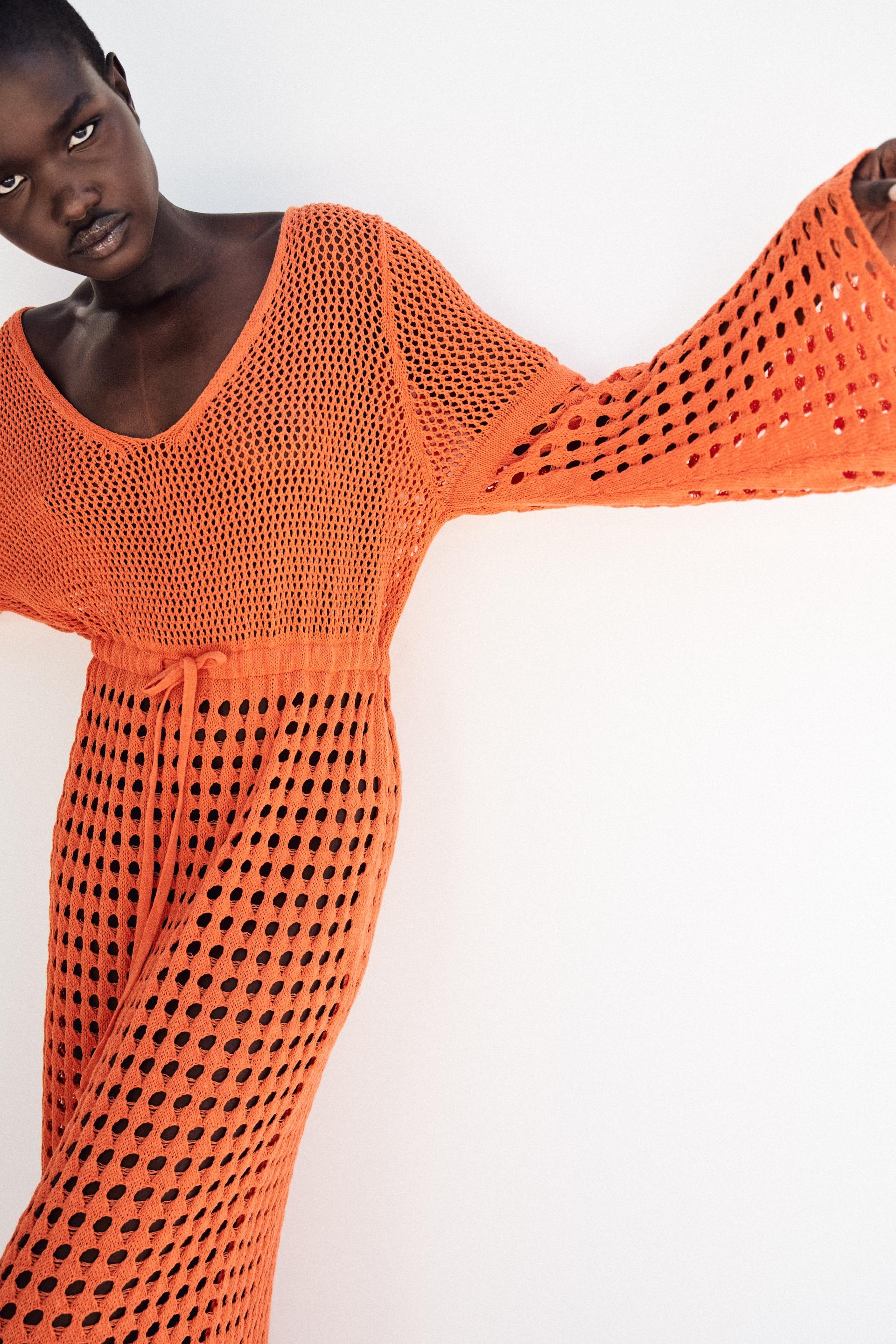Zara orange crochet dress Outlet