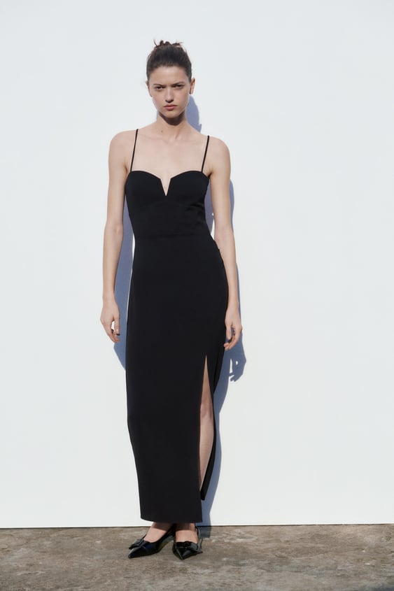 자라 원피스 Zara MIDI CORSET DRESS,Black