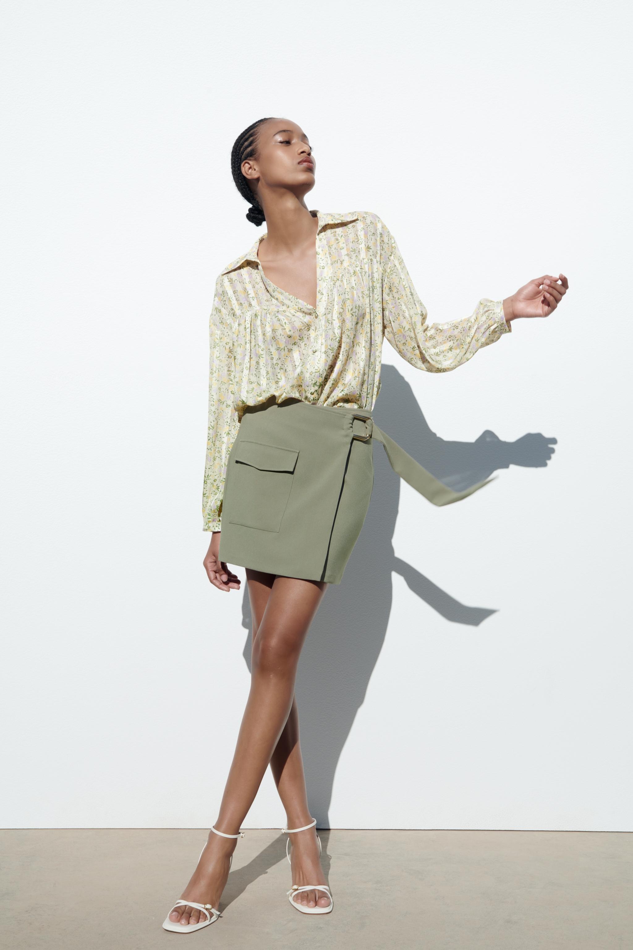 Zara green skirt mini Outlet