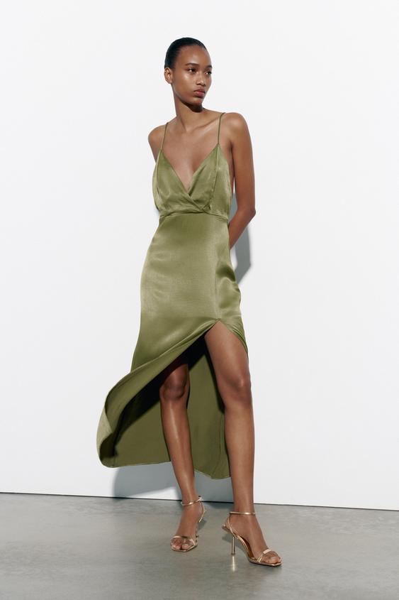 Robe Satin Robe Zara Longue Verte Robe Mi Longue Zara Robe Longue