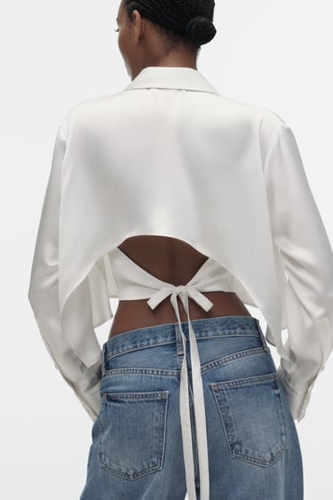 Image 0 of SATIN EFFECT CAPE SHIRT from Zara