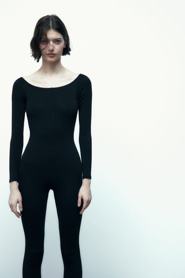Image 0 of EXPOSED SHOULDER JUMPSUIT from Zara