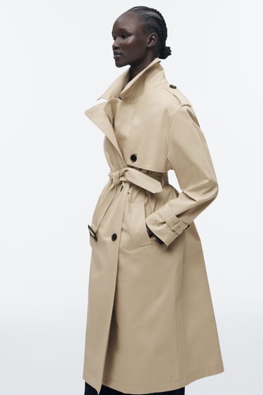 Image 0 of LONG COTTON TRENCH from Zara