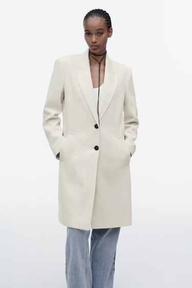 Image 0 of COTTON BLEND FITTED COAT from Zara