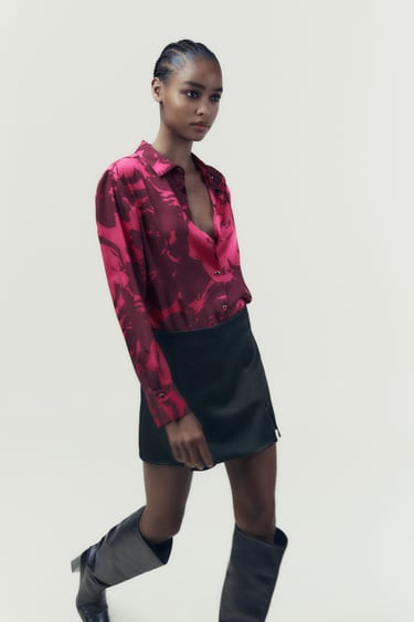 Image 0 of PRINTED SHIRT WITH A SATIN FINISH from Zara