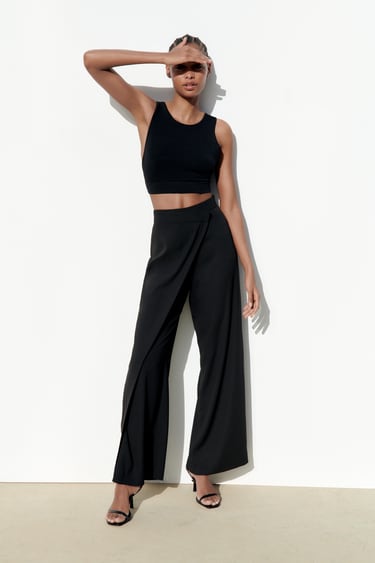 Image 0 of WIDE-LEG WRAP TROUSERS from Zara