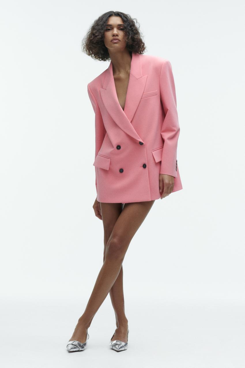 Pink double breasted blazer zara Clearance