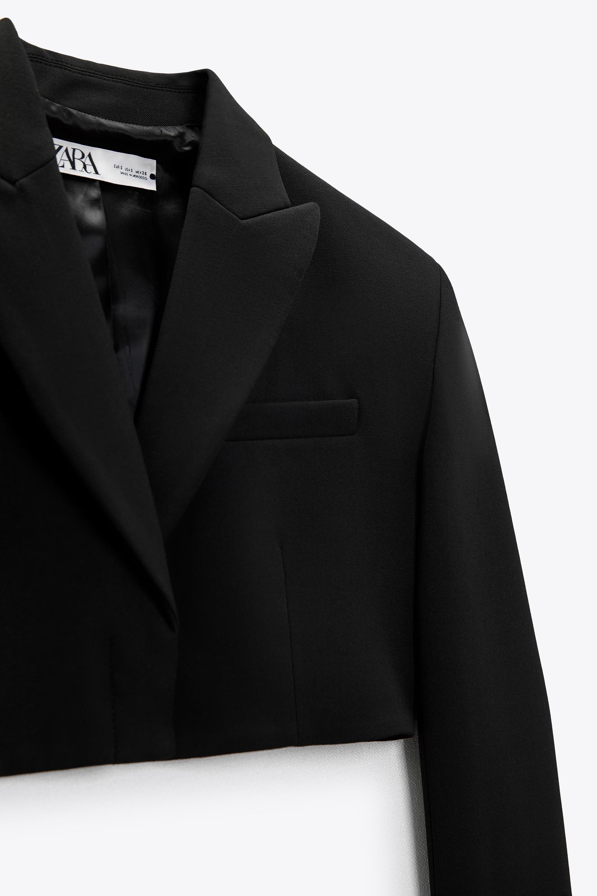 Cropped black blazer zara Clearance
