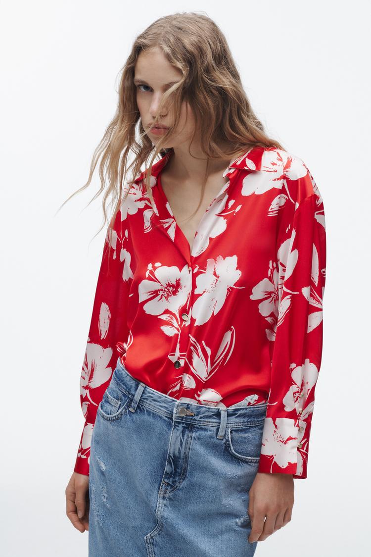 Zara red floral shirt Clearance