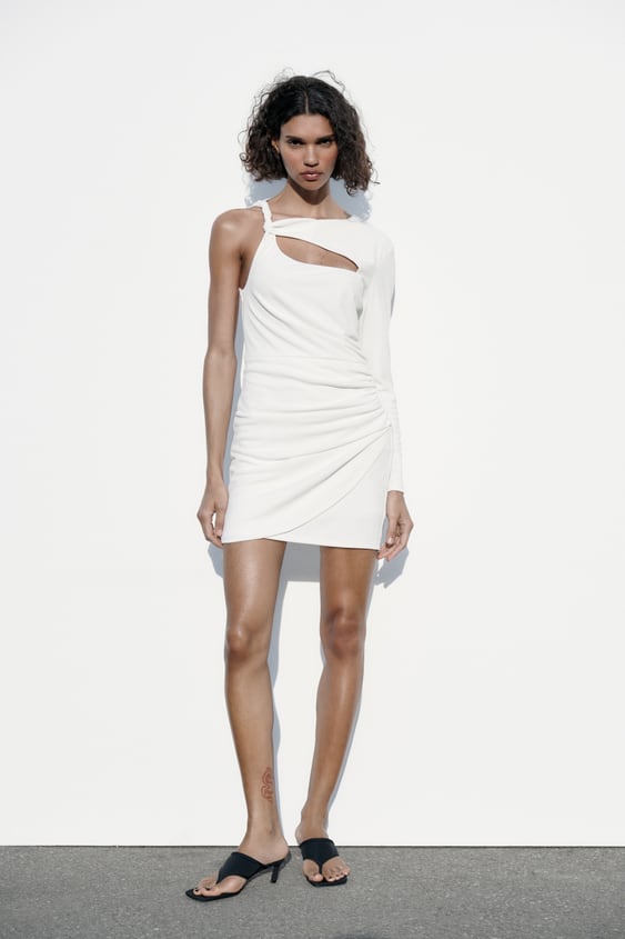 자라 원피스 Zara TWISTED ASYMMETRIC DRESS,White
