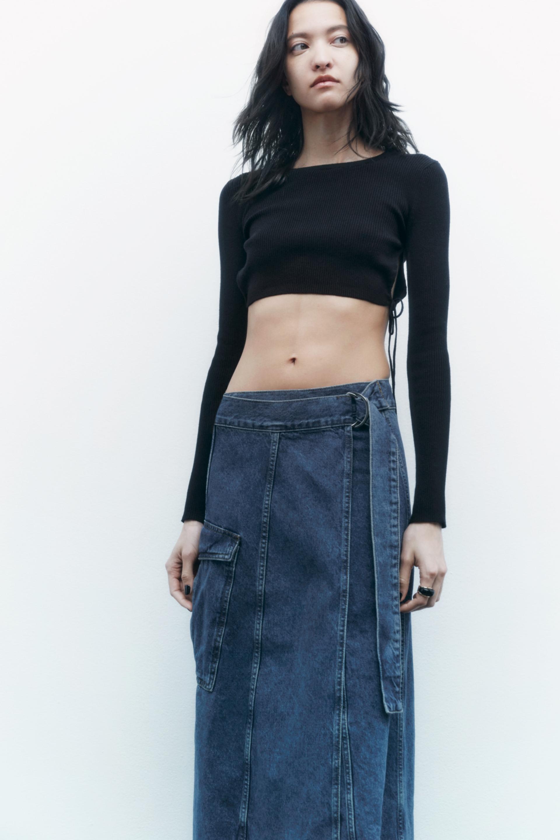 DENIM CARGO SKIRT - Mid-blue | ZARA Cambodia cargo skirt denim