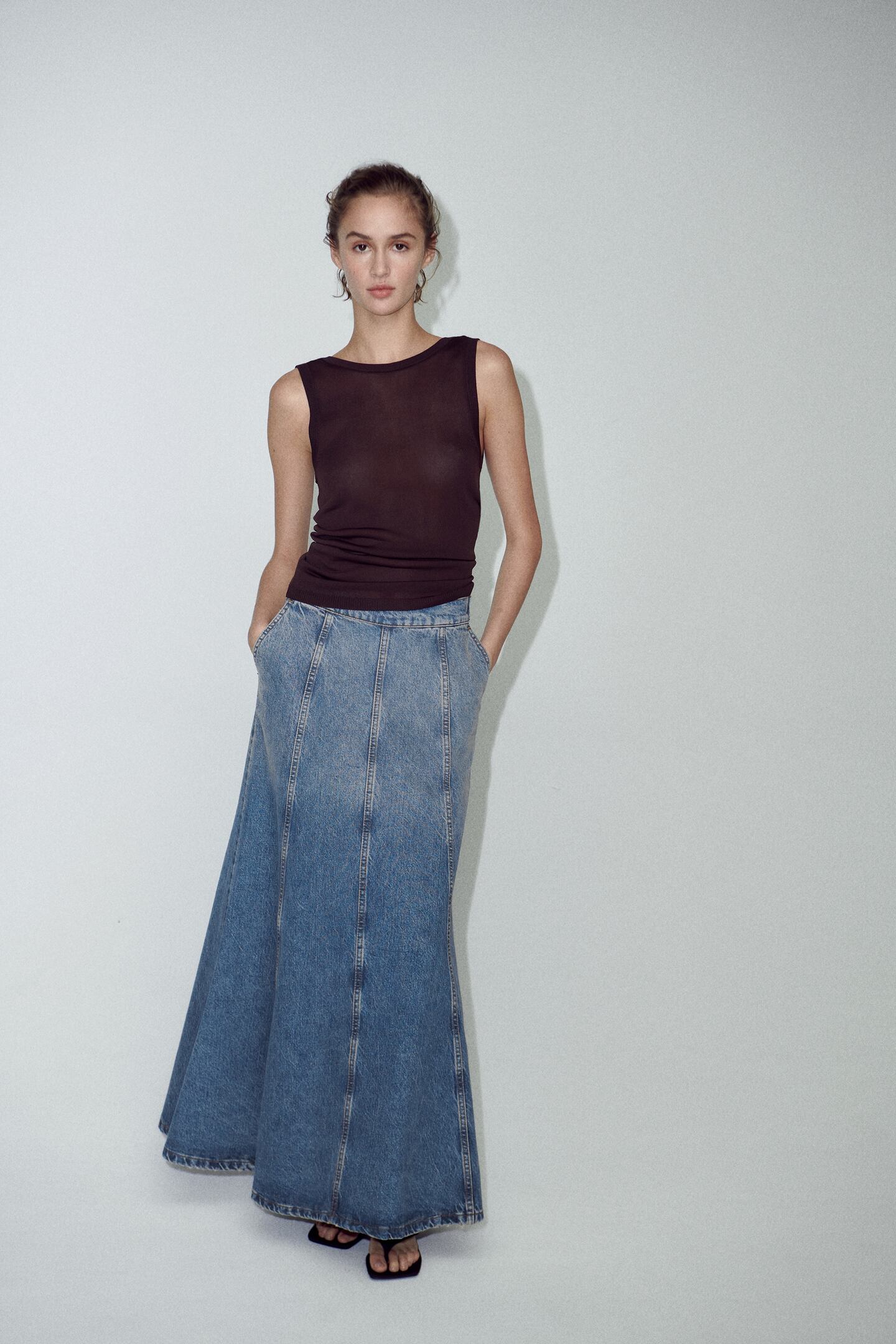 Long Denim skirt, Zara