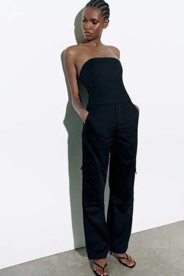 Zara black jumpsuit cut out Clearance