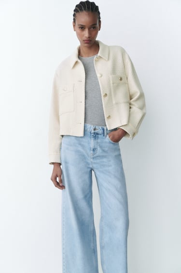Image 0 of GOLD BUTTON TEXTURED JACKET from Zara