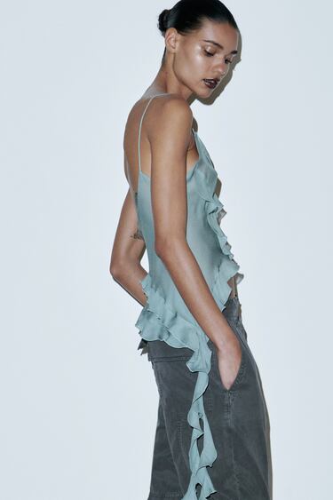 Image 0 of SEMI-SHEER STRAPPY BLOUSE from Zara