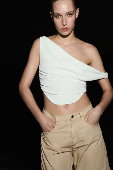 Image 0 of DRAPED CROP TOP from Zara