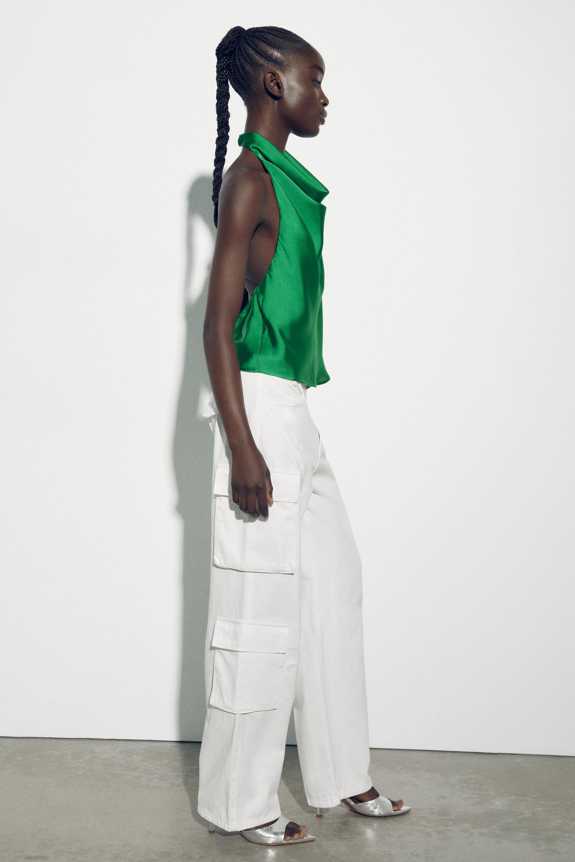 Satin halter top zara Clearance