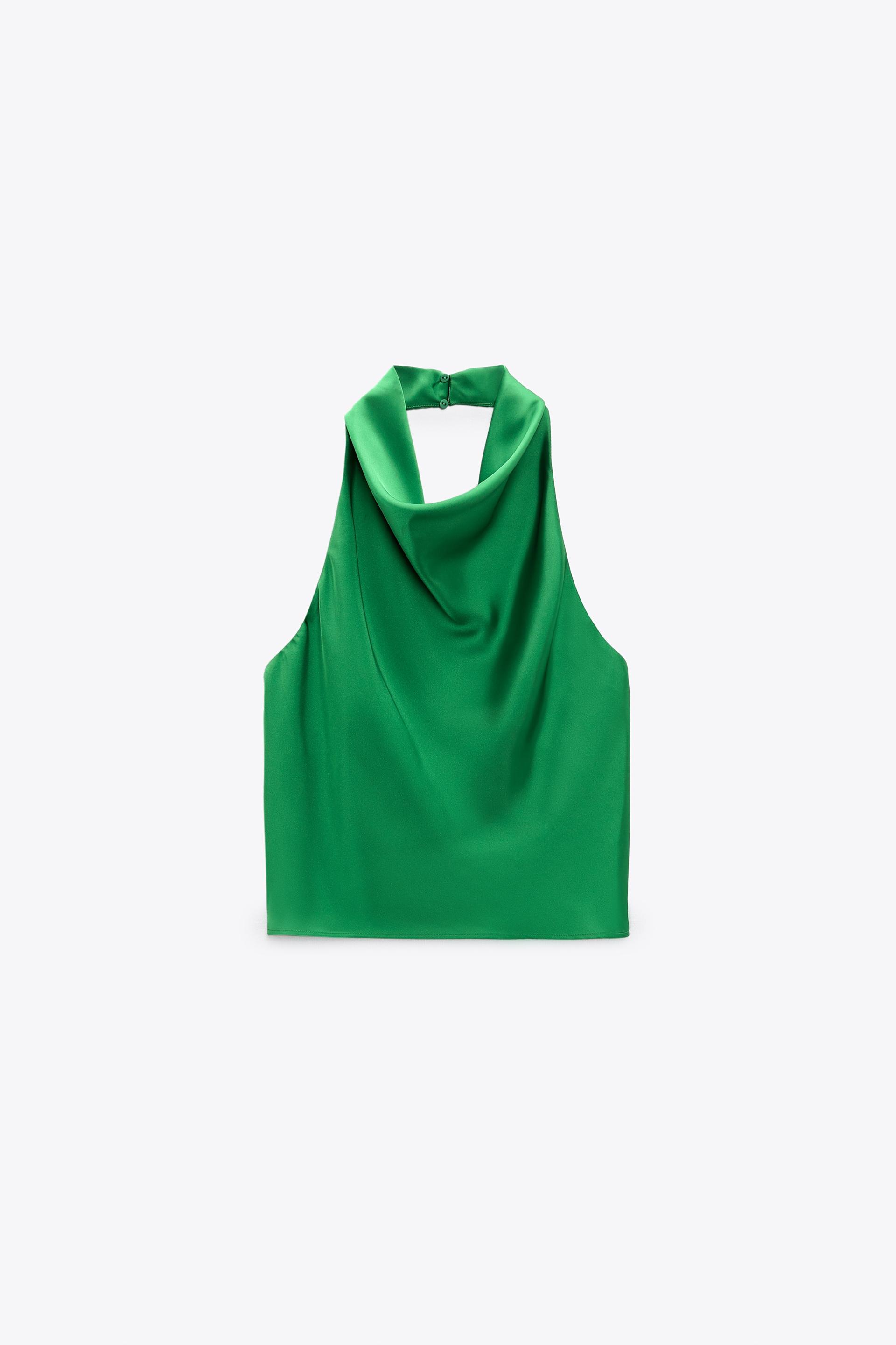 Green zara halter top Clearance