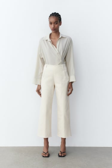 Image 0 of HIGH-WAIST CULOTTE TROUSERS from Zara