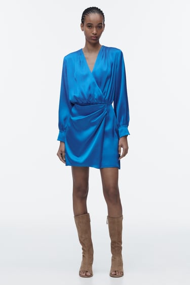 Image 0 of SATIN WRAP DRESS from Zara