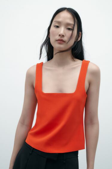 Image 0 of SQUARE NECK TOP from Zara