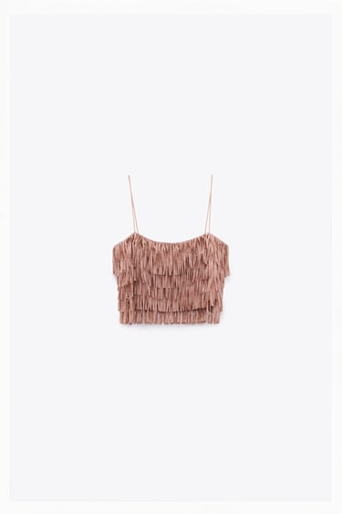 Image 0 of CROP TOP WITH FRINGING from Zara