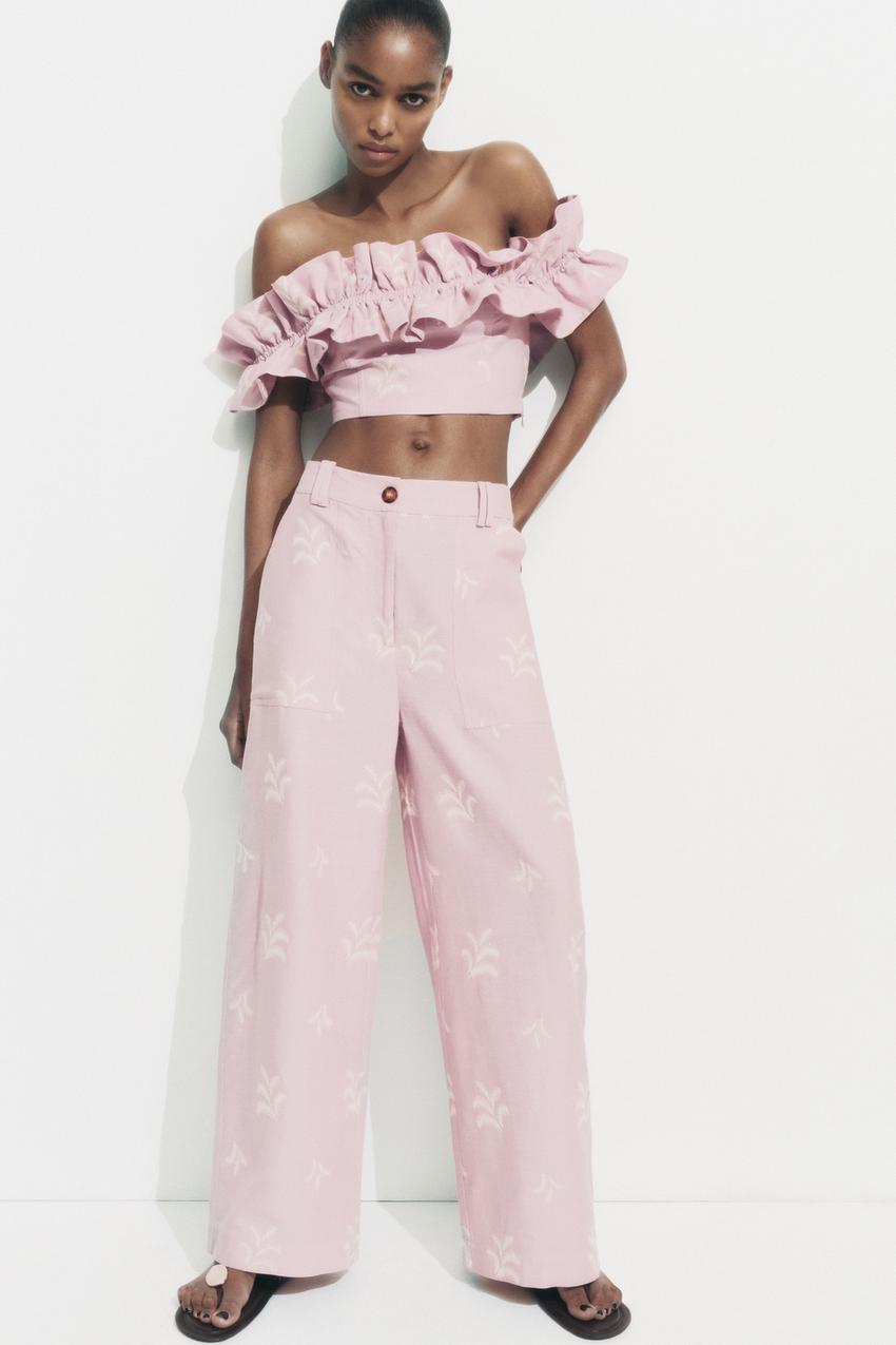 Zara pink linen pants Outlet