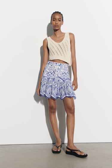 Image 0 of EMBROIDERED MINI SKIRT from Zara