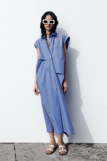 Image 0 of STRIPED POPLIN DRESS from Zara