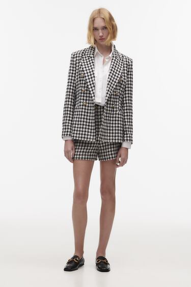 Image 0 of DOUBLE-BREASTED CHECK BLAZER from Zara