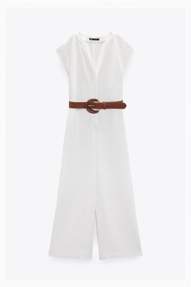 Image 0 of WIDE JUMPSUIT WITH BELT from Zara