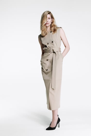 Image 0 of GABARDINE DRESS WITH BELT from Zara
