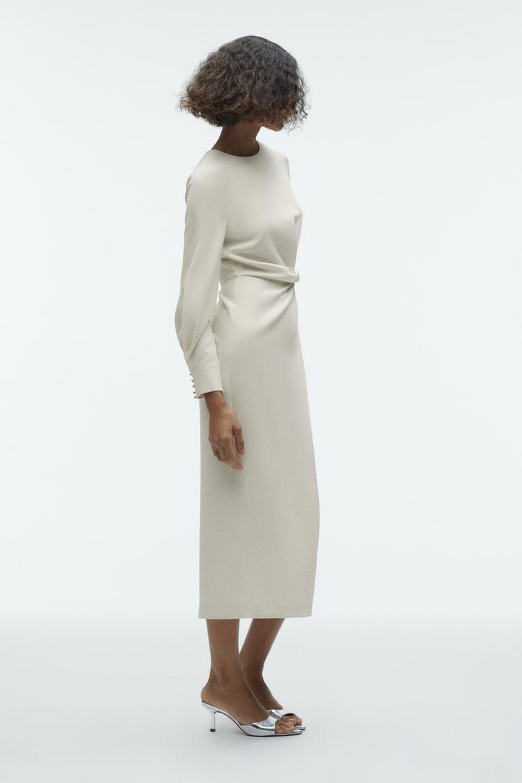Midi dress with front tie zara Clearance
