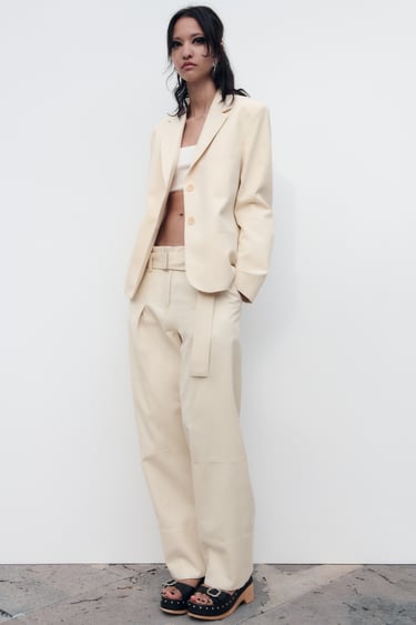 Image 0 of BELTED COTTON PANTS from Zara